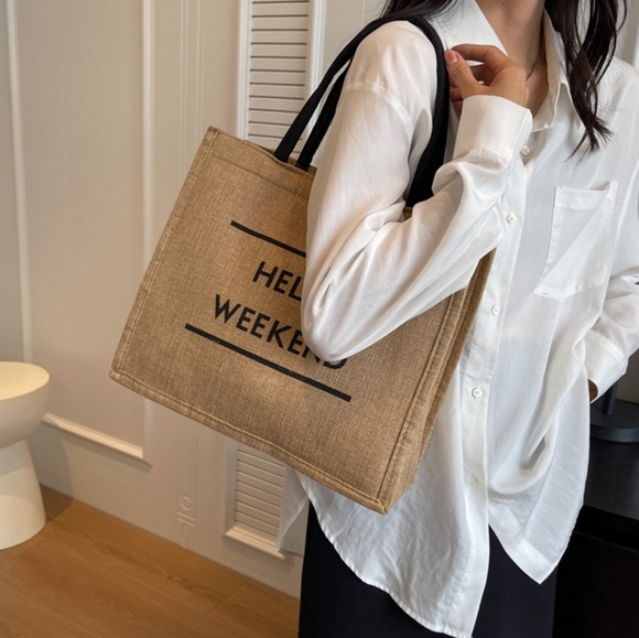 Unisex All Seasons Linen Streetwear Square Hook Loop Handbag - Picture 2 of 2